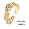 Brass Micro Pave Clear Cubic Zirconia Rotating Cuff Rings FS-WG95F24-05-1