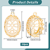 10Pcs Brass Pendant Cabochon Open Back Settings KK-BC0009-81-2