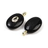 Natural Obsidian & Cubic Zirconia Pendants X-G-Z076-01G-12-2