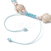 Starfish & Turtle Natural Malaysia Jade & Synthetic Turquoise Braided Beaded Anklet AJEW-AN00563-4