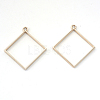 Rack Plating Alloy Rhombus Open Back Bezel Pendants LS-PALLOY-S047-22E-FF-1