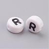 Flat Round with Letter R Acrylic Beads X-PL37C9070-R-2