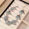 Bohemian Alloy with Synthetic Turquoise Oval Link Chain Anklets for Women FS-WGE46A8-01-5