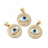 Rack Plating Real 18K Gold Plated Brass Micro Pave Clear Cubic Zirconia Pendants ZIRC-L102-07G-03-1