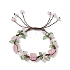Electroplated Natural Rose Quartz Chip Bead Braided Bead Bracelets for Women BJEW-TA00610-01-2