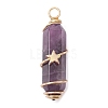 3Pcs 3 Styles Natural Amethyst Copper Wire Wrapped Pointed Pendants PALLOY-JF02460-02-2