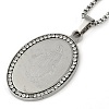 201 Stainless Steel Crystal Rhinestone Religion Virgin Mary Oval Pendant Box Chain Necklaces NJEW-D089-04P-1
