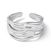 304 Stainless Steel Open Cuff Ring for Women RJEW-C046-09P-2