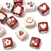 14Pcs 7 Styles Opaque Printed Acrylic Beads MACR-YW0004-13-3