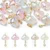 15Pcs 5 Colors Transparent Acrylic with Brass Micro Pave Cubic Zirconia Pendants PALLOY-CJ00190-1