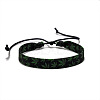 Printed Maple Leaf Pattern Cloth & Waxed Cord Braided Bracelets for Men Women FS-WG27F11-02-1