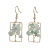 Natural Green Aventurine Chips Tree Dangle Earrings EJEW-JE05734-04-1