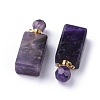 Faceted Natural Amethyst Openable Perfume Bottle Pendants G-P435-C-02G-1