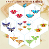 FIBLOOM 6 Pairs 6 Style Acrylic Butterfly Dangle Hoop Earrings EJEW-FI0001-34-3