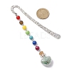 7 Chakra Gemstone Bead & Natural Green Aventurine Glass Heart Wishing Bottle Pendant Bookmarks AJEW-JK00313-06-3
