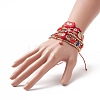 7Pcs 7 Style Evil Eye Lampwork & Glass Seed & Brass Beaded Stretch Bracelets Set for Women BJEW-JB09249-01-6