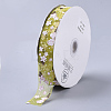 Flower Pattern Printed Polyester Organza Ribbons ORIB-Q035-02-1