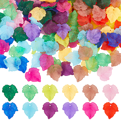 240Pcs 12 Colors Autumn Theme Transparent Frosted Acrylic Pendants MACR-PH0002-14-1