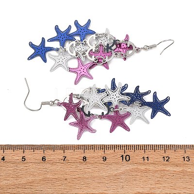 430 Stainless Steel Starfish Dangle Earrings EJEW-A137-11P-01-1
