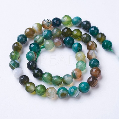 Natural Striped Agate/Banded Agate Beads Strands G-G753-01-8mm-1