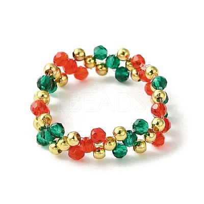 Christmas Theme Glass Rings RJEW-TA00121-1