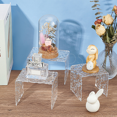 3Pcs 3 Sizes Water Ripple Acrylic Jewelry Display Risers ODIS-WH0061-04-1