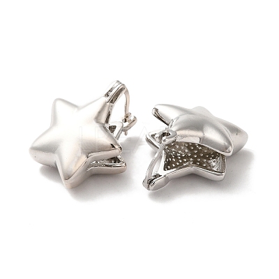 Brass Star Hoop Earrings for Women EJEW-Q024-07P-1