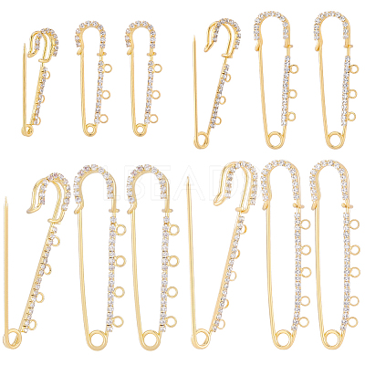 16Pcs 4 Styles Iron Rhinestone Safety Pins FIND-SC0022-25G-1