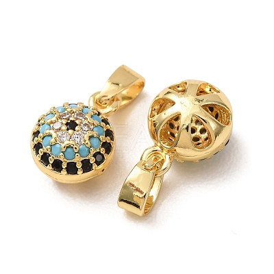 Brass Micro Pave Colorful Cubic Zirconia Charms CU-CBADD64-13G-1
