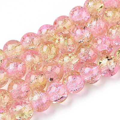 Spray Painted Crackle Glass Beads Strands CCG-Q002-8mm-03-1