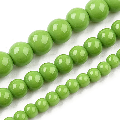 Opaque Solid Color Glass Beads Strands GLAA-T032-P8mm-06-1