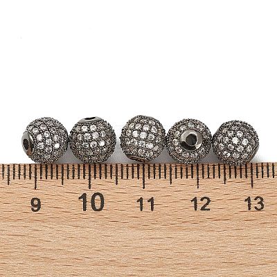 CZ Brass Micro Pave Grade AAA Clear Color Cubic Zirconia Round Beads LS-KK-O065-8mm-05B-NR-1