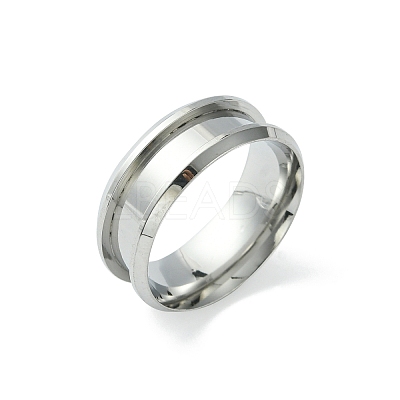 201 Stainless Steel Grooved Finger Ring Settings STAS-TAC0001-10B-P-1