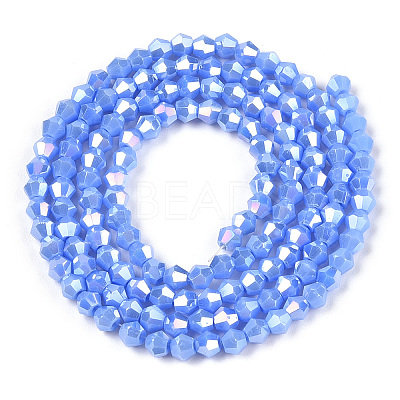 Opaque Solid Color Electroplate Glass Beads Strands EGLA-A039-P2mm-B19-1