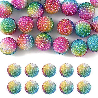 20Pcs Rainbow AB Resin Rhinestone Beads OACR-FS0002-33-1