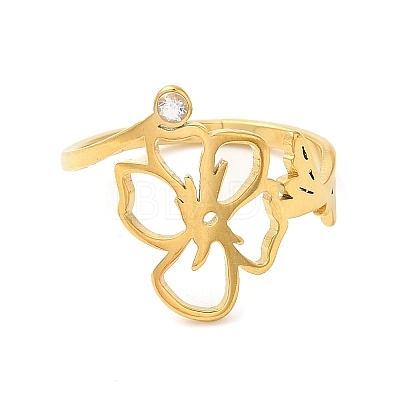 304 Stainless Steel with  Cubic Zirconia Adjustable Rings RJEW-K245-48E-G-1