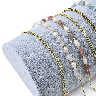 Wood Covered with Velvet Half Round Jewelry Bracelet Displays BDIS-YW0001-02-1