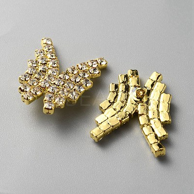 1-Hole Zinc Alloy Rhinestone Shank Buttons FIND-WH0152-110G-1
