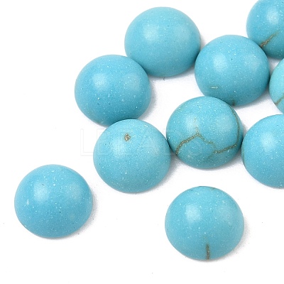 Craft Findings Dyed Synthetic Turquoise Flat Back Dome Cabochons X-TURQ-S266-6mm-01-1