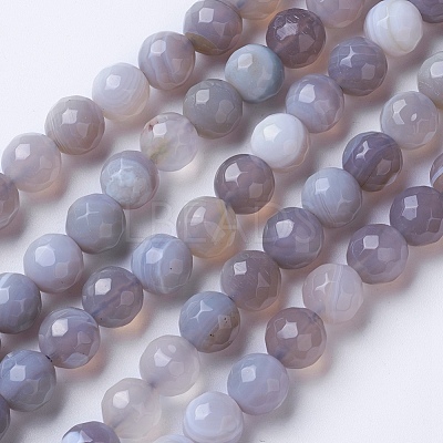 Natural Banded Agate Beads Strands G-G754-02-8mm-1
