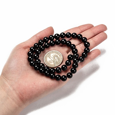 Natural Eyeless Obsidian Beads Strands G-K123-06-14mm-1