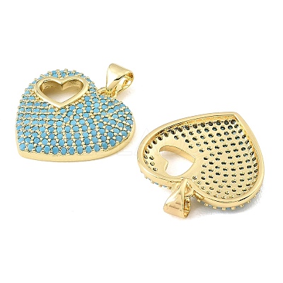 Brass Micro Pave Sky Blue Cubic Zirconia Pendants CU-CBA6938-07G-02-1