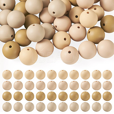 40Pcs 4 Colors Round Silicone Focal Beads SIL-TAD0001-02E-1