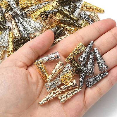 100Pcs 5 Colors Iron Filigree Bead Caps IFIN-YW0003-18-1