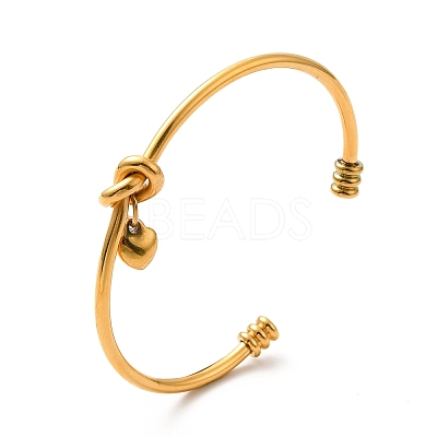 Ion Plating(IP) 304 Stainless Steel Love Knot Open Cuff Bangle BJEW-P283-02G-1