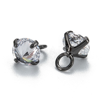 Brass Clear Cubic Zirconia Charms ZIRC-G170-12B-1