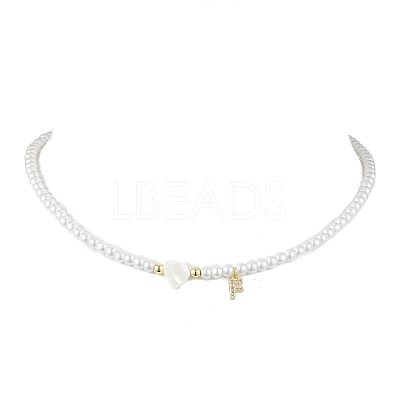 Brass Micro Pave Grade AAA Cubic Zirconia Letter Pendant Necklaces NJEW-JN04771-06-1