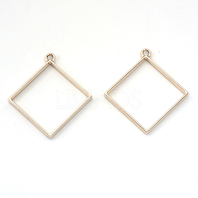 Rack Plating Alloy Rhombus Open Back Bezel Pendants LS-PALLOY-S047-22E-FF-1