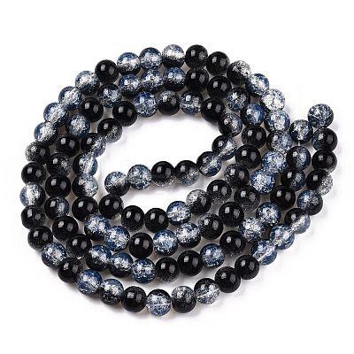 Transparent Crackle Baking Paint Glass Beads Strands DGLA-T003-01B-01-1