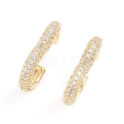 Brass Micro Pave Clear Cubic Zirconia Cuff Earrings EJEW-G274-05G-1